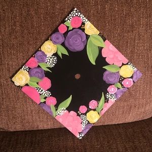 Graduation cap over lay floral